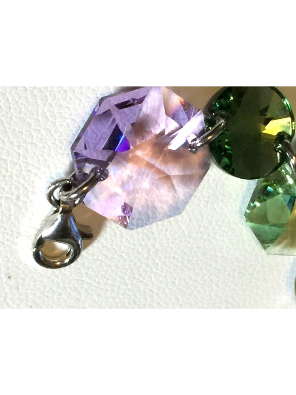 Vintage 925 DYADEMA MultiColor Crystal Octagon Bracelet Italy Signed Adjustable - Picture 4 of 10
